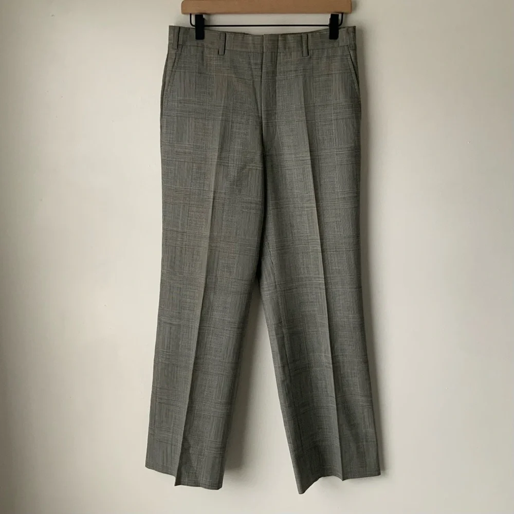 BURBERRYS’ Plaid Trousers Vintage Houndstooth High Waisted Black White Small - Picture 13 of 14